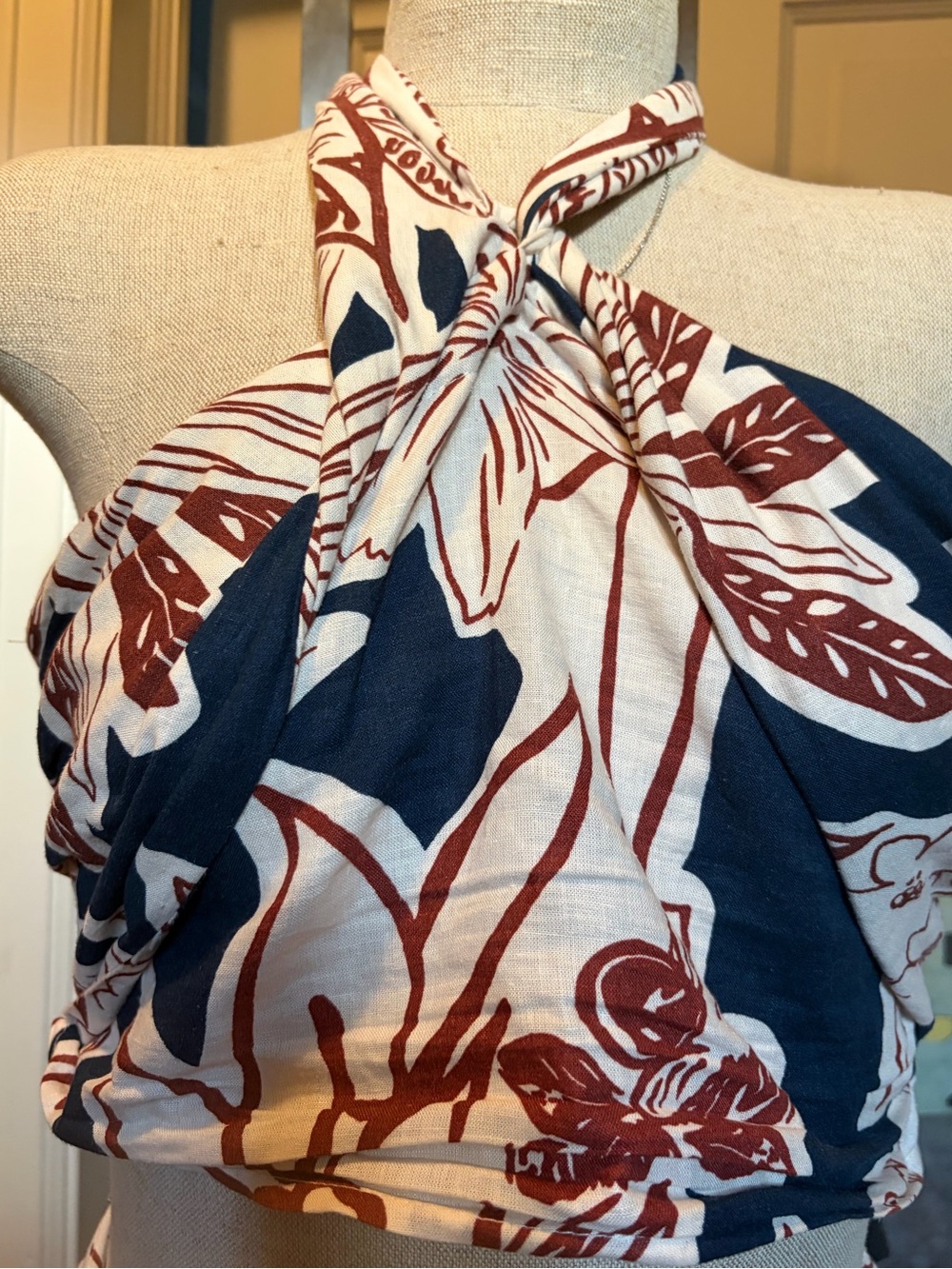 1940’s reproduction 2 piece dress Navy & Cream High-Waist Women’s Skirt& halter - Picture 3 of 12